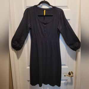Lolë black knit dress with 3/4 bubble sleeves